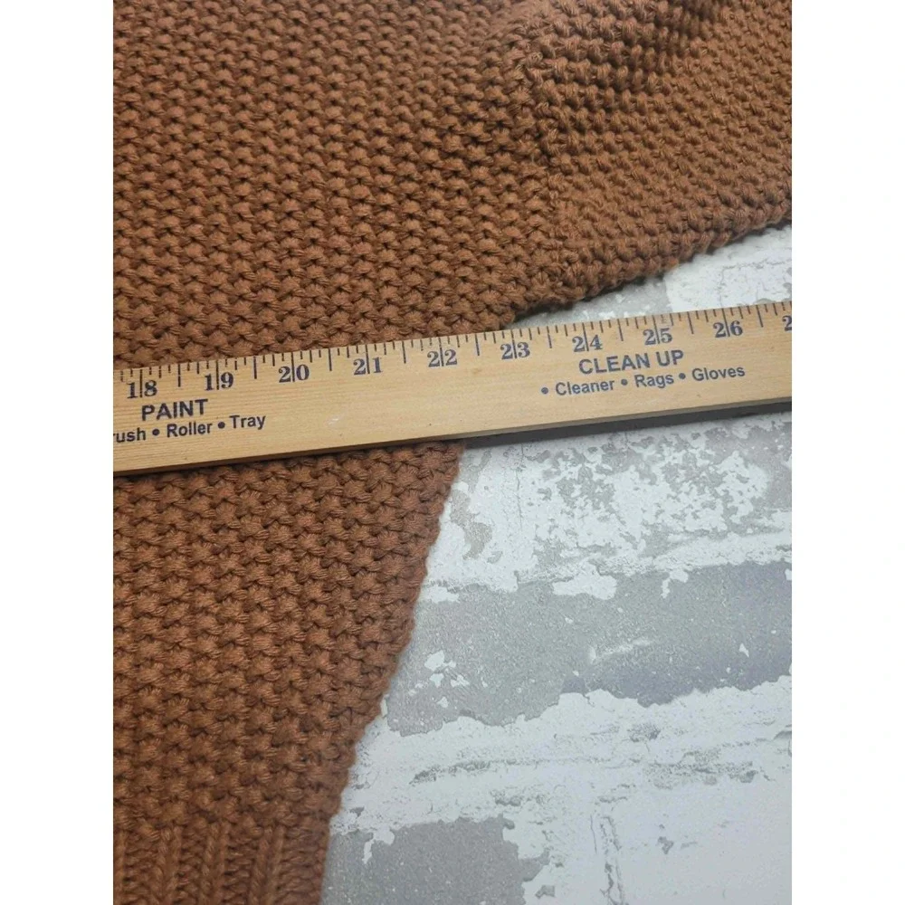 She + Sky Brown Mock Neck Chunky Knit Sweater‎ Women's Small 100% Cotton